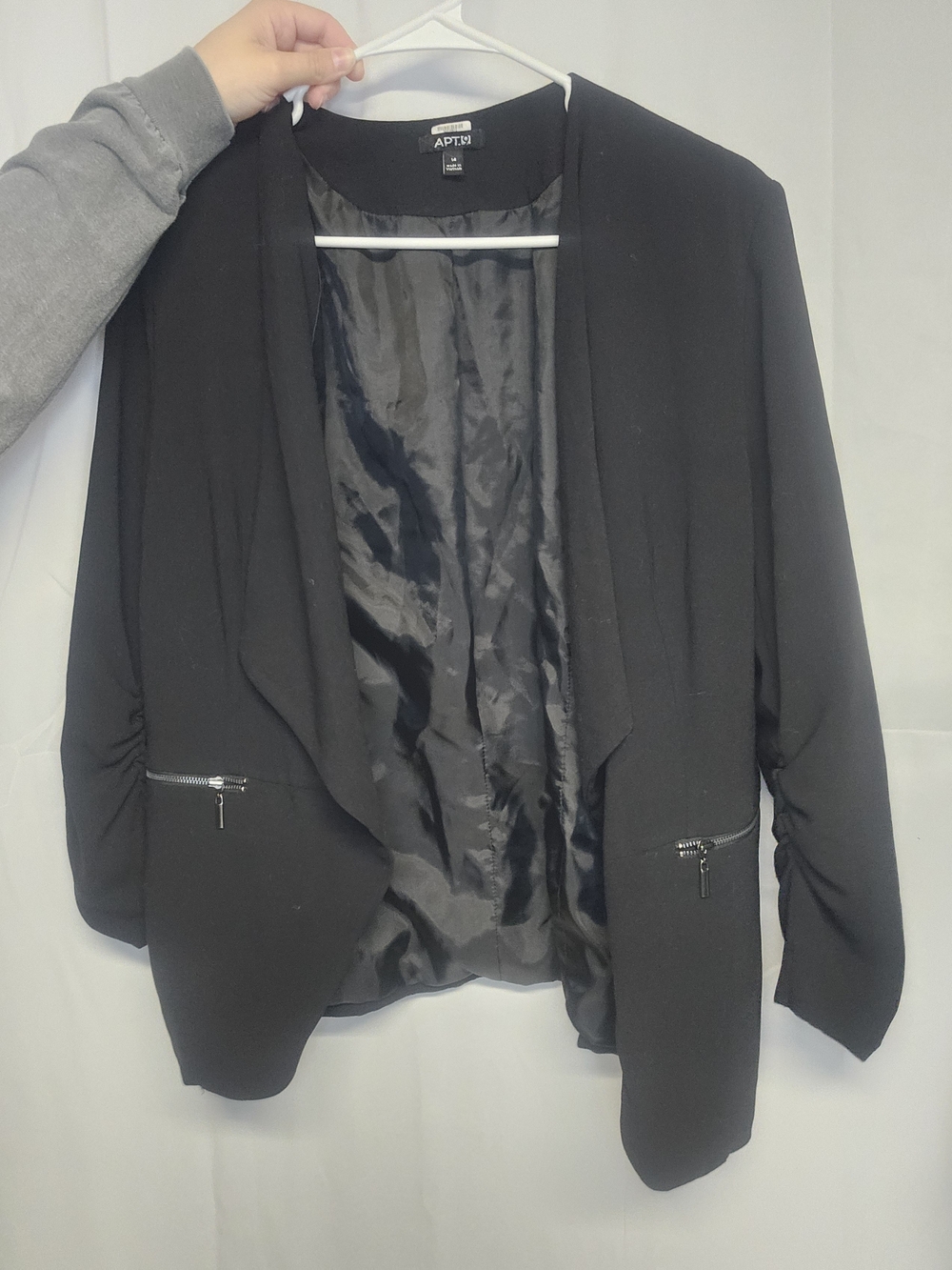 Apt. 9 Black Open-Front Blazer with Zip Pockets